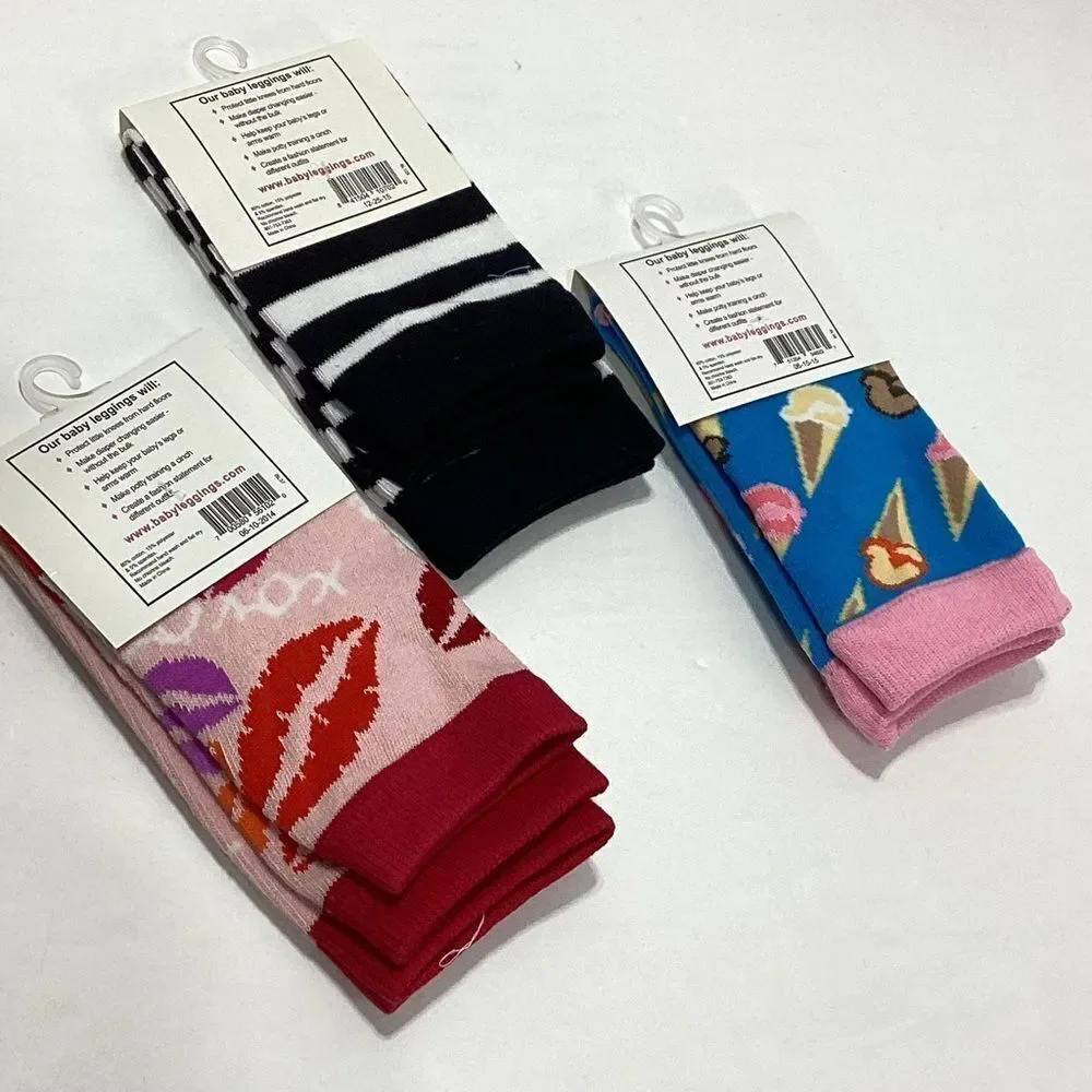 Baby Leggings Brand Baby Leggings NEW Lot of 3 Ice Cream XOXO Lips